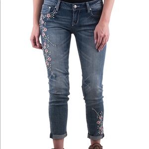 Grace in L.A. Pink Floral Embroidered Jeans